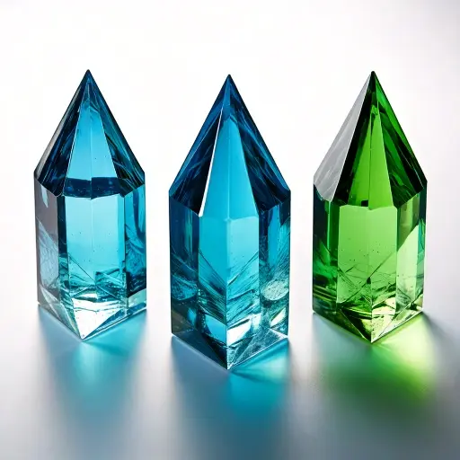 Adois drei kiristalle grün blau